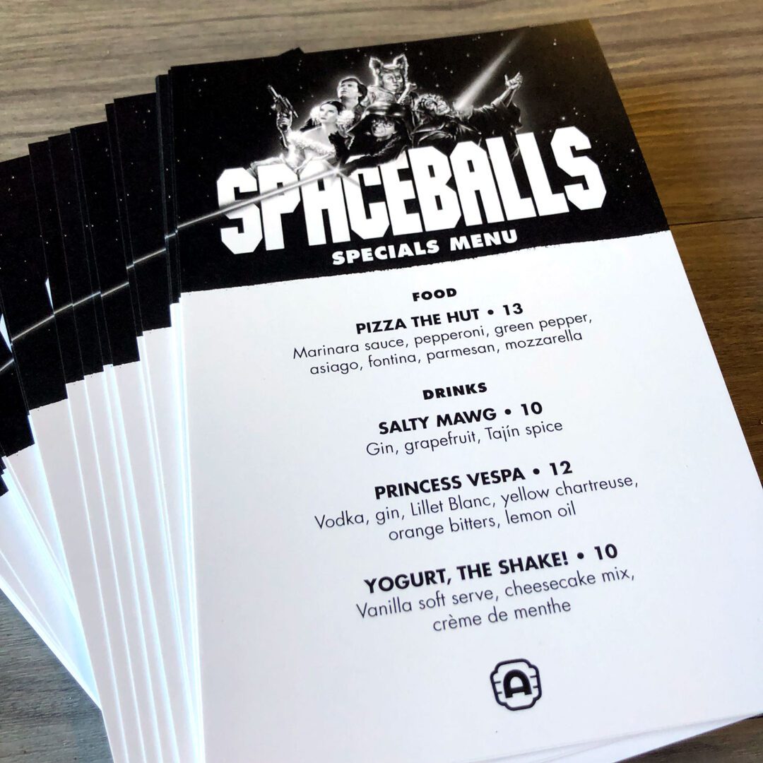 Spaceballs Specials Menu